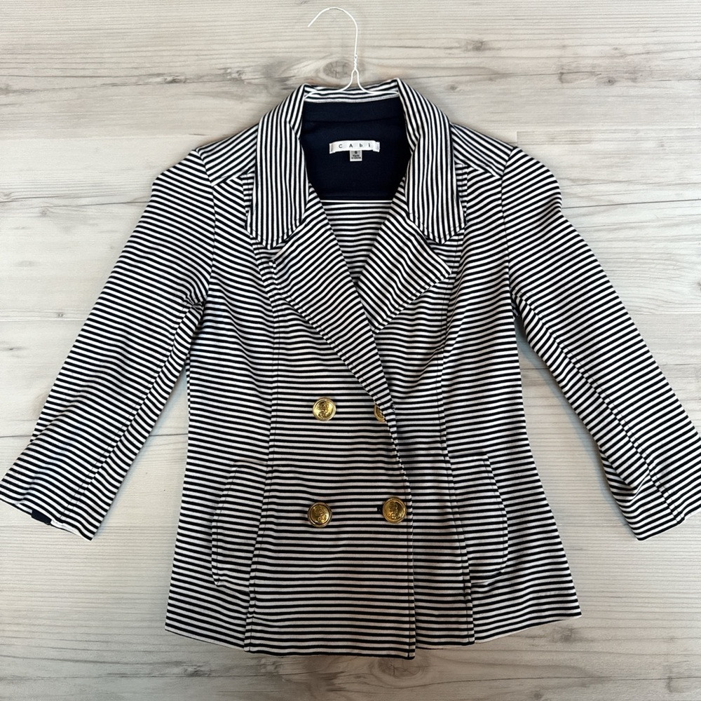 Cabi Striped navy and White Women's Blazer